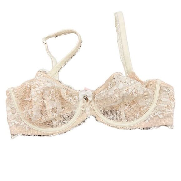 Victoria’s Secret Bra Lace White Tan Size 34D - Picture 1 of 8